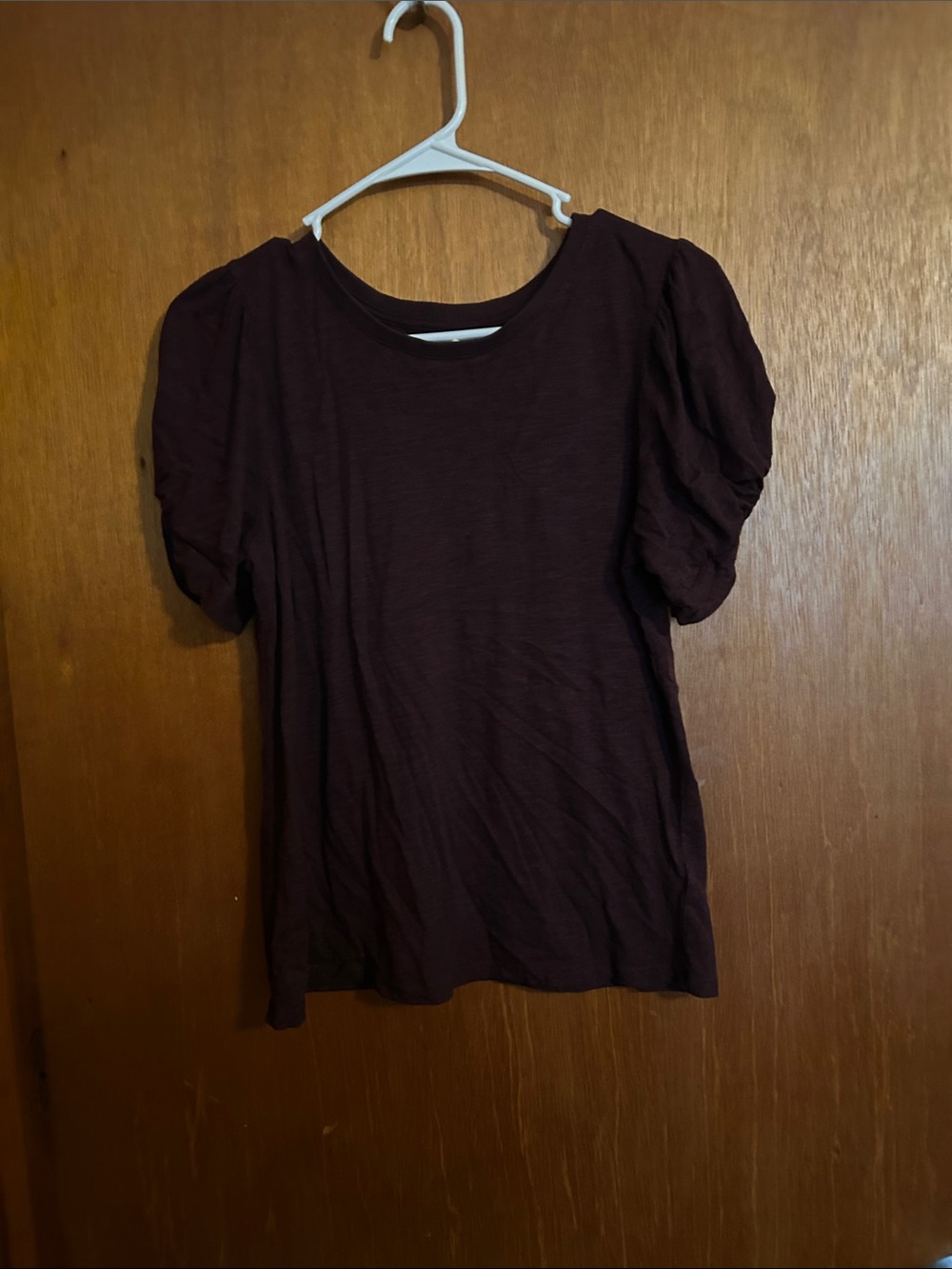 Maurices Puff Sleeve Tee in Dark Plum